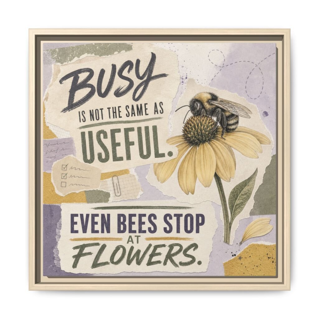 Words Within: Busy Is Not the Same as Useful – Framed Matte Canvas