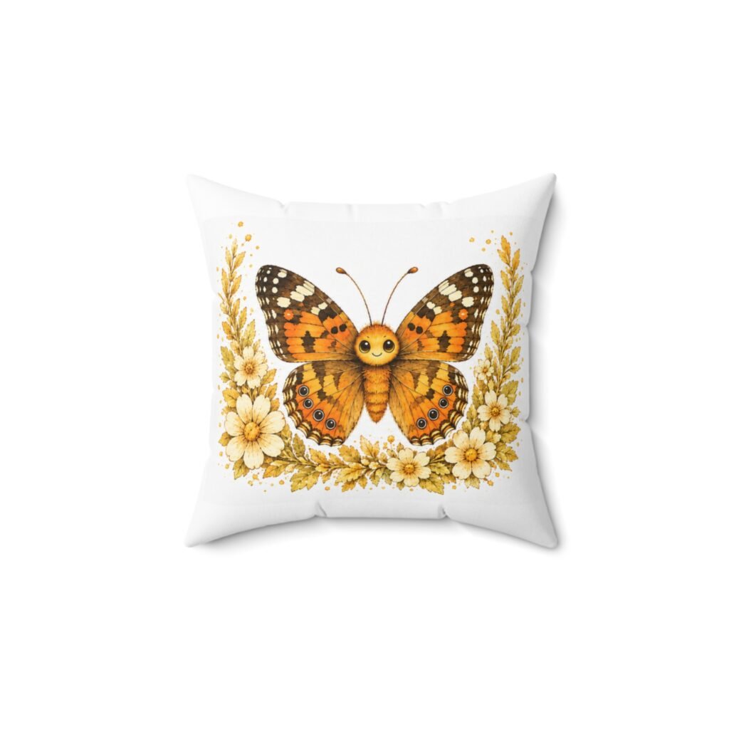 Nature’s Wisdom: Painted Lady Butterfly – Square Pillow
