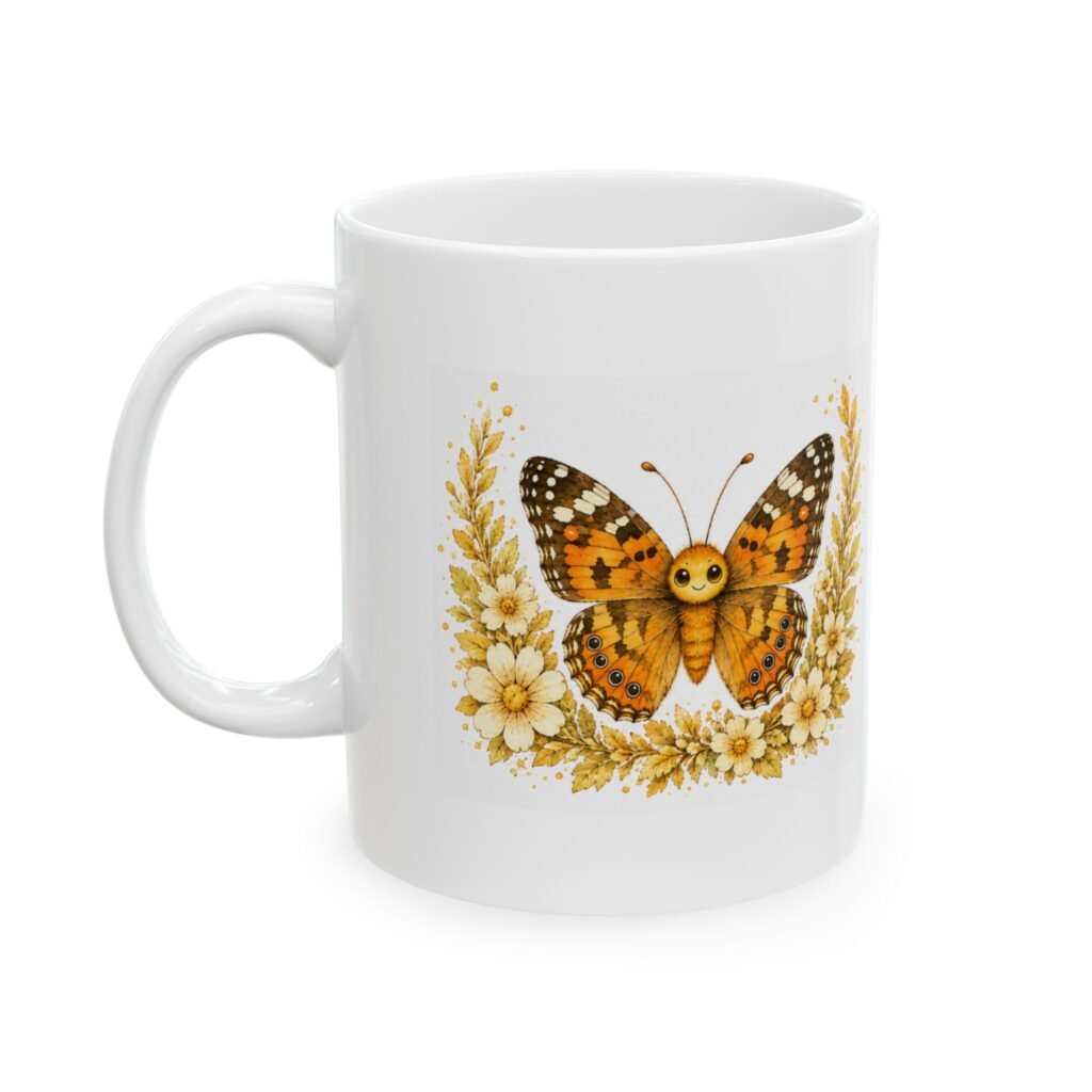 Nature’s Wisdom: Painted Lady Butterfly – Ceramic Mug
