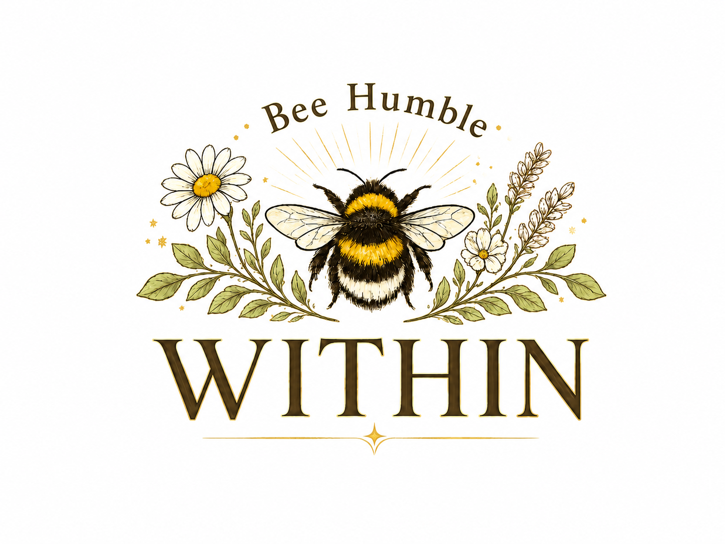Bee Humble Within logo with a bumblebee and wildflowers